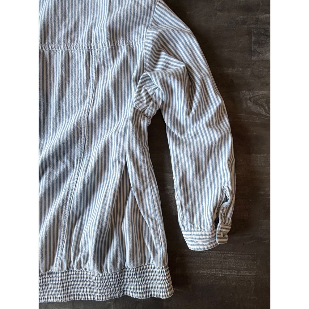 Koret City Blues Vintage Striped Floral Embroidered Button Front Jacket Blue 2X - Picture 5 of 6